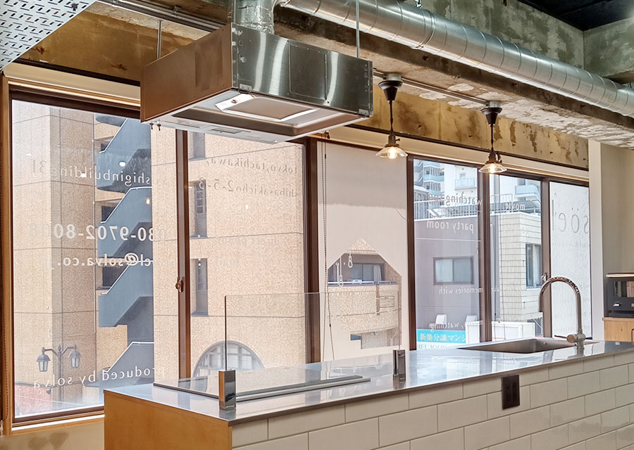 大型換気扇 感染対策 おしゃれキッチン soelソエル立川 東京のレンタルルーム パテーィルーム 貸し会議室
